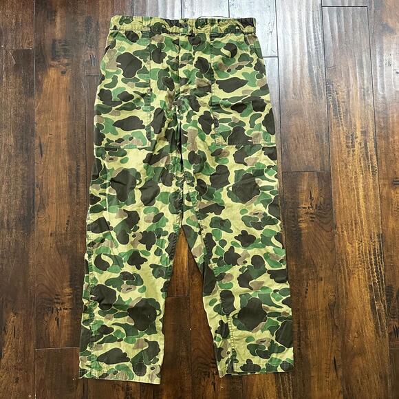 Vintage 60s 70s Sears Frog Skin Camo Pants Talon Zip USMC WWII Military 32x29